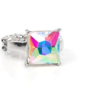 Ready For My Coronation Paparazzi Multicolor Square Aurora Borealis Crystal Ring